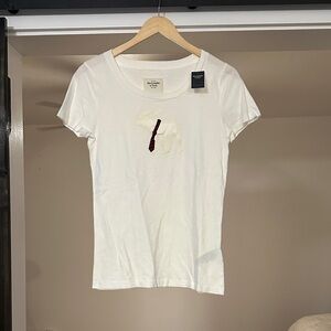 Abercrombie & Fitch White Tee with Moose Graphic